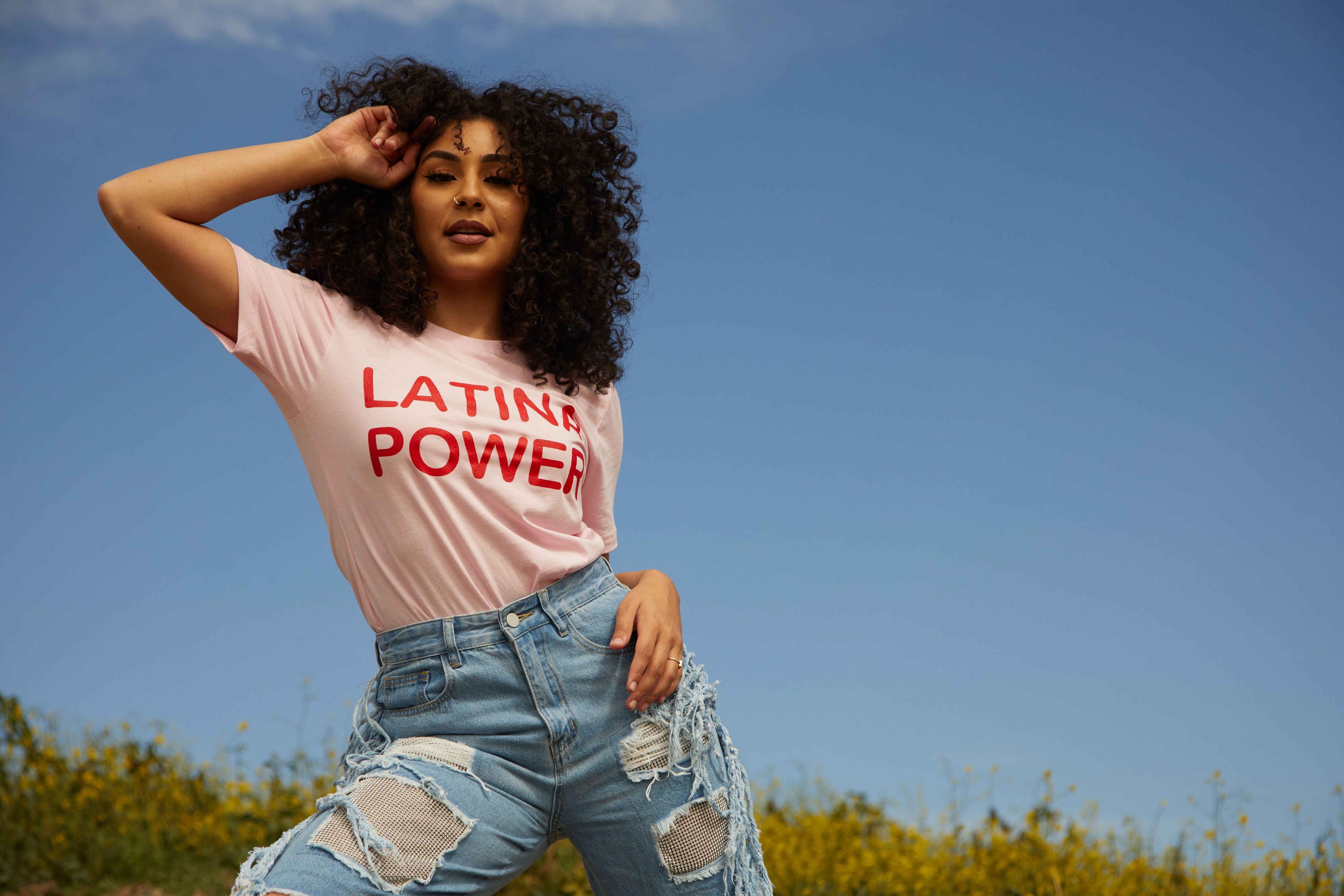 Soft Pink Latina Power Tee – JZD