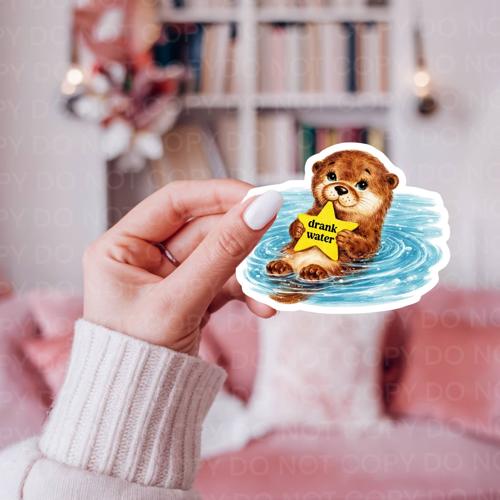 Drank Water Otter Gold Star Sticker