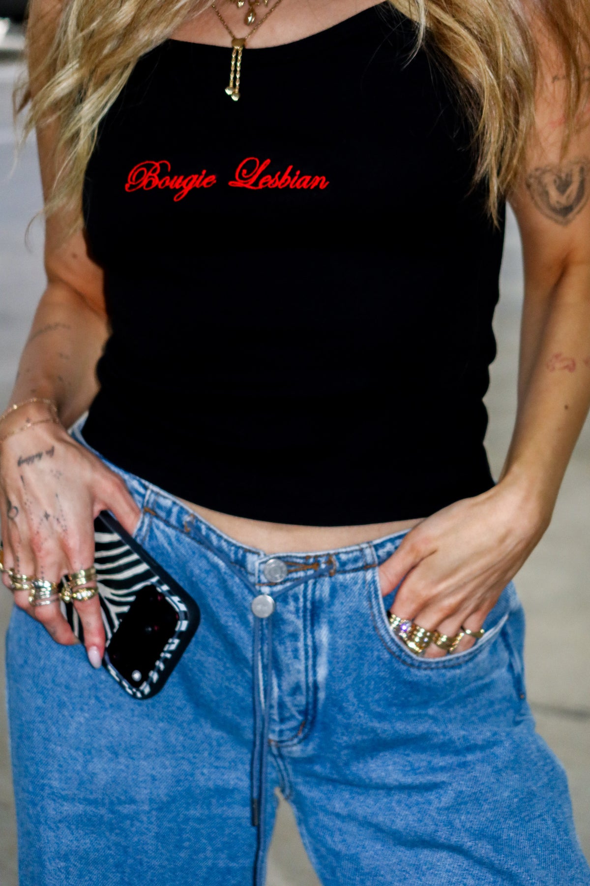 Bougie Lesbian Black Spaghetti Strap Tank
