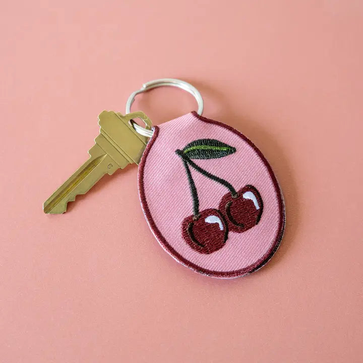 Cherry Embroidered Keychain