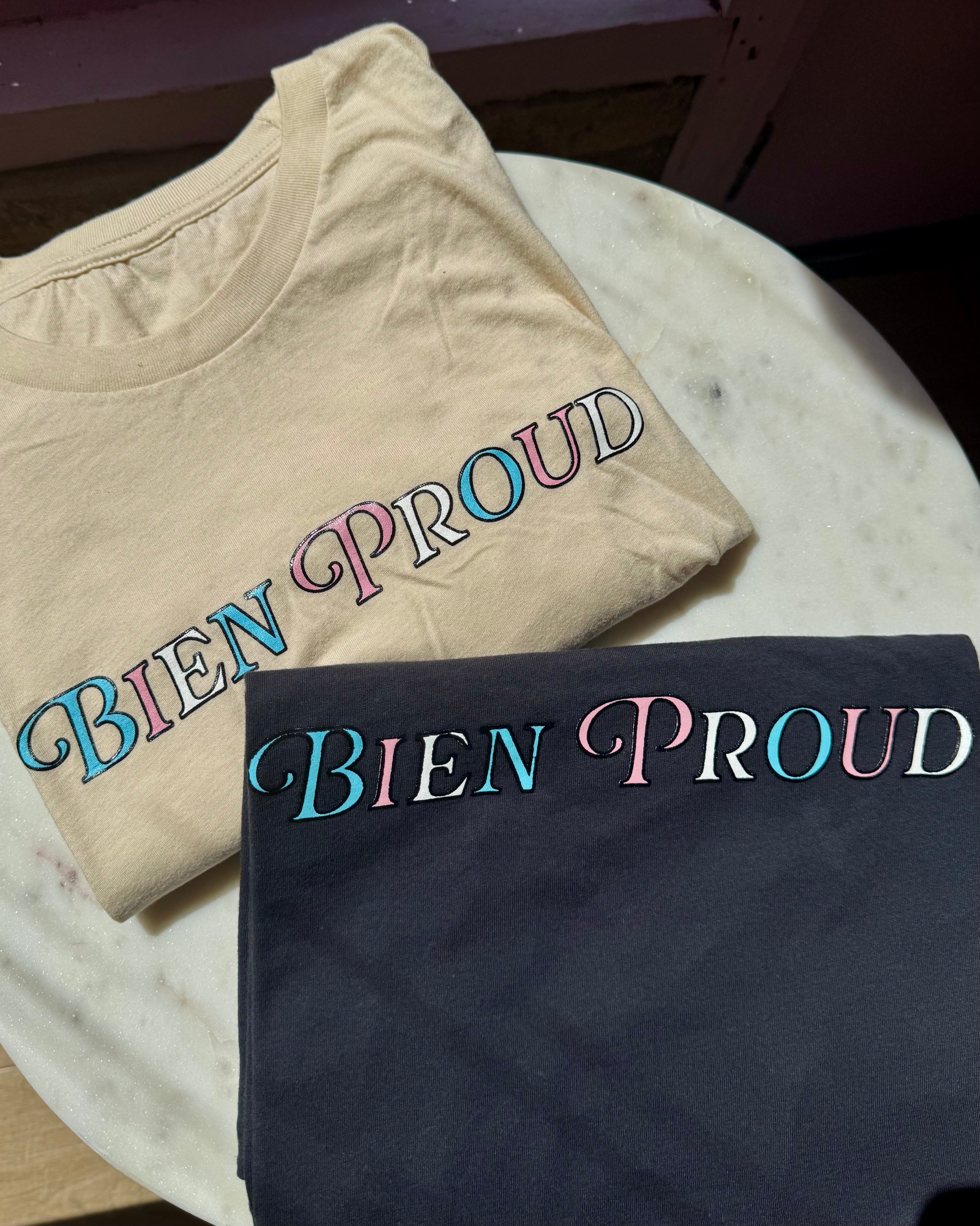 Bien Proud (JZD's Version) Ivory Tee/ Trans Colors (Screen Printed)