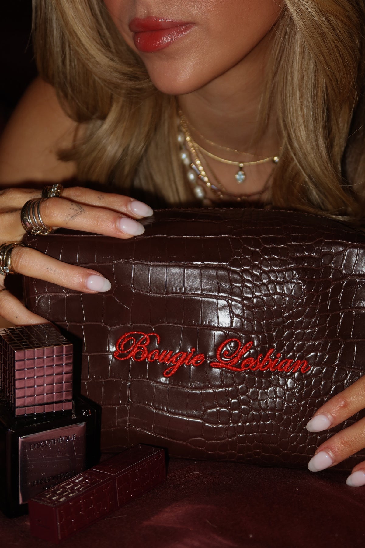 Bougie Lesbian Croc Brown Pouch