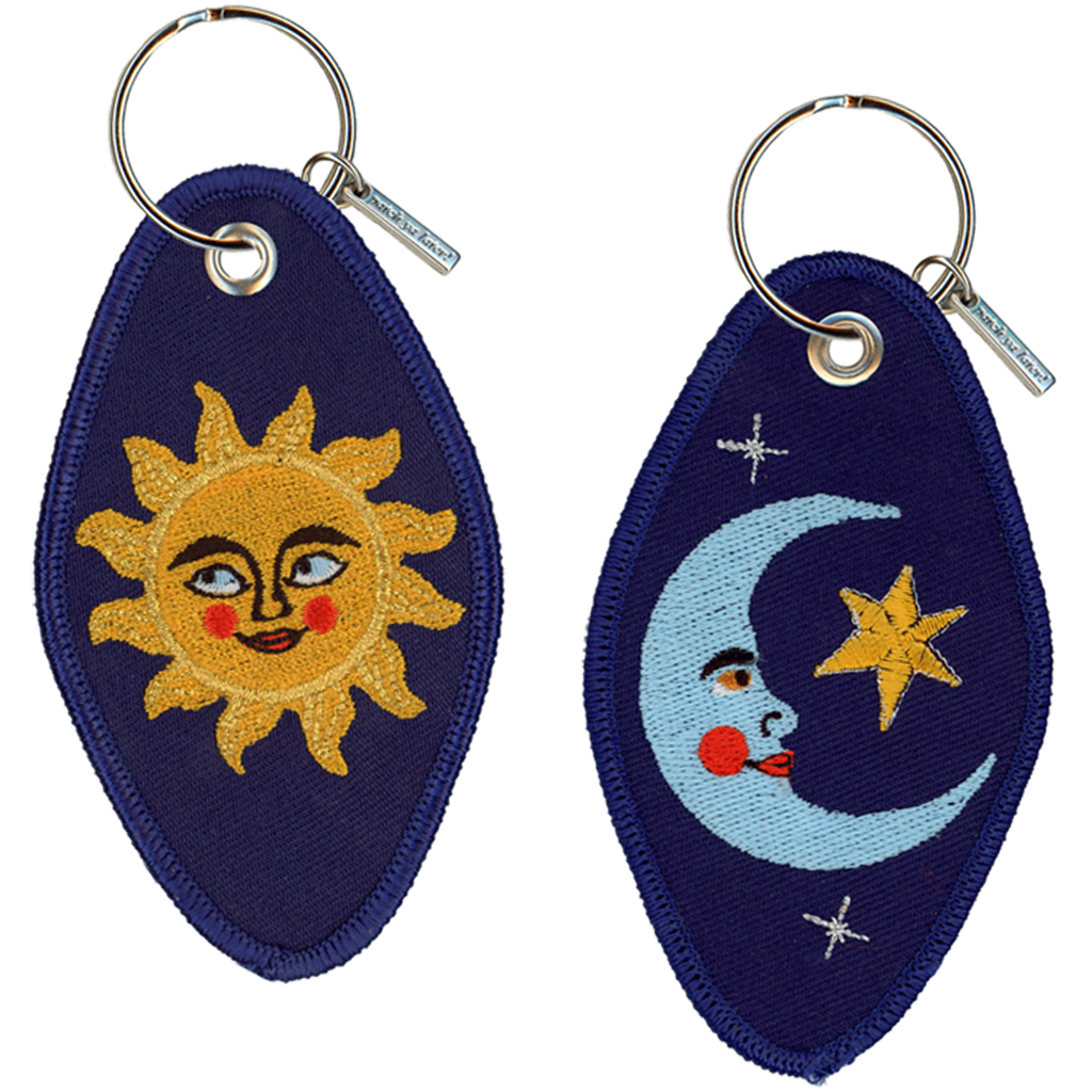 Sun and Moon Embroidered Keychain