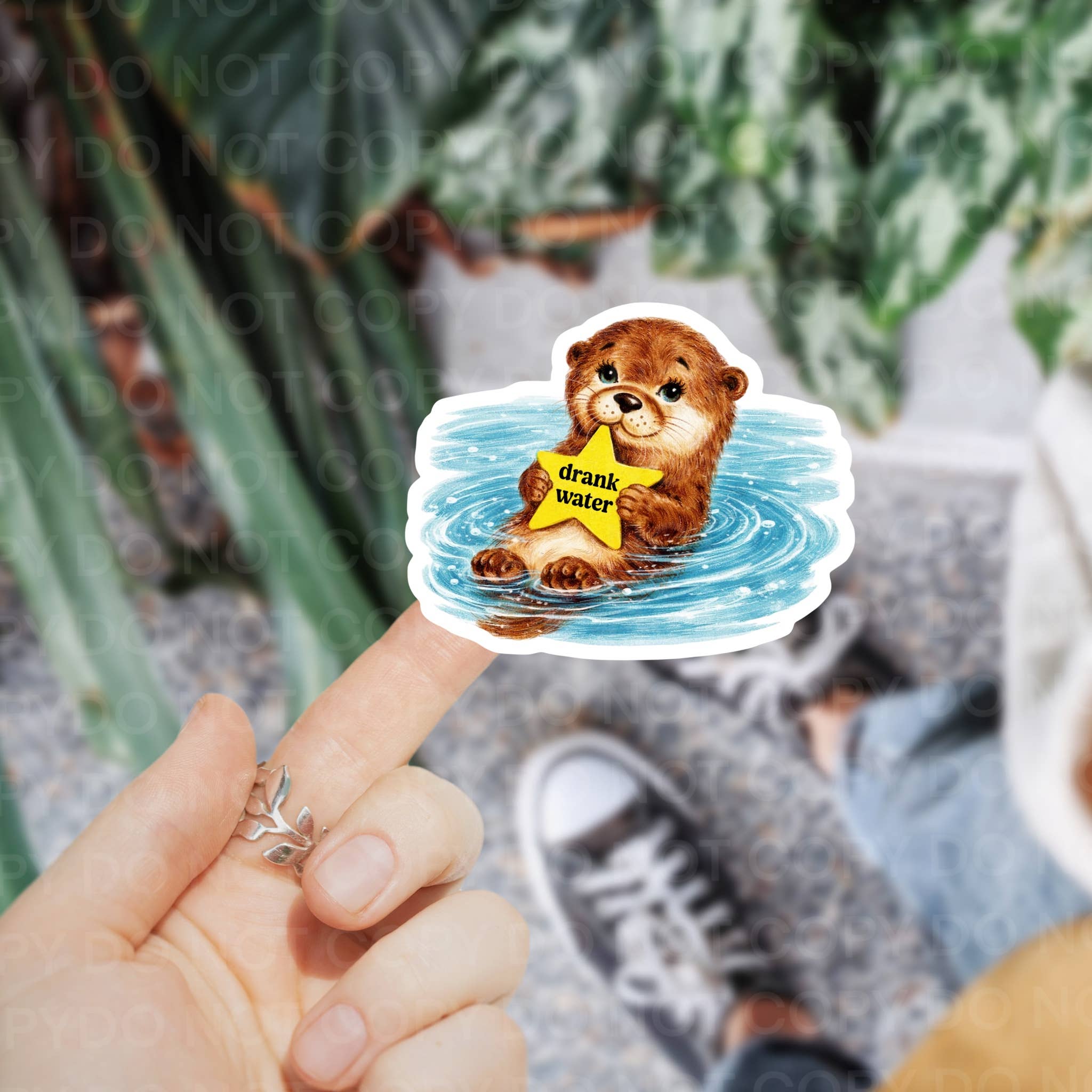 Drank Water Otter Gold Star Sticker