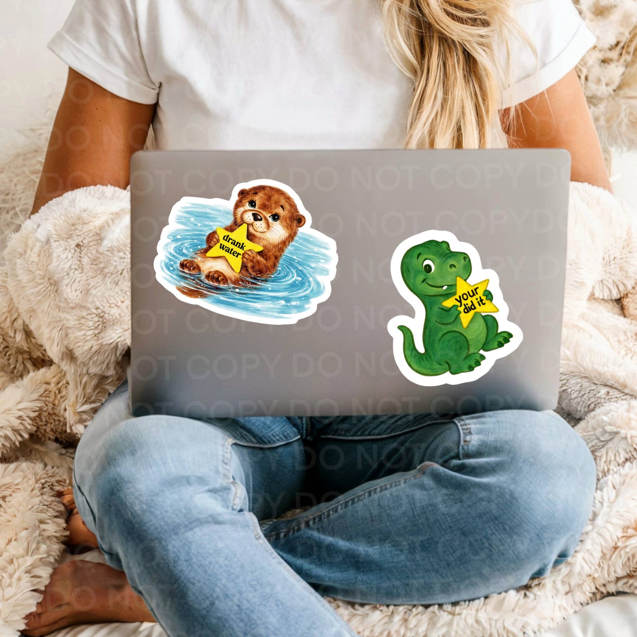 Drank Water Otter Gold Star Sticker