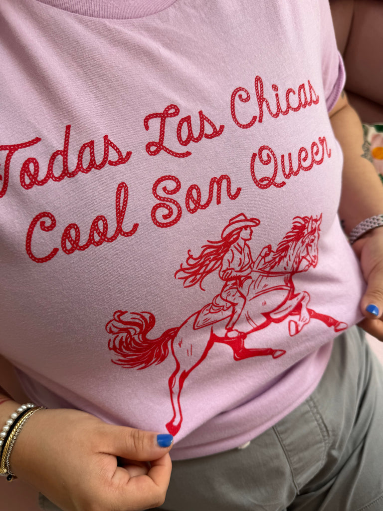 Todas Las Chicas Cool Son Queer Tee (Lilac/ Red)