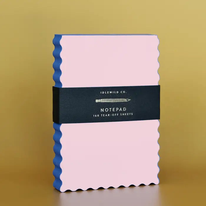 Mini Wave Shaped Notepad | Peach + Indigo Edge