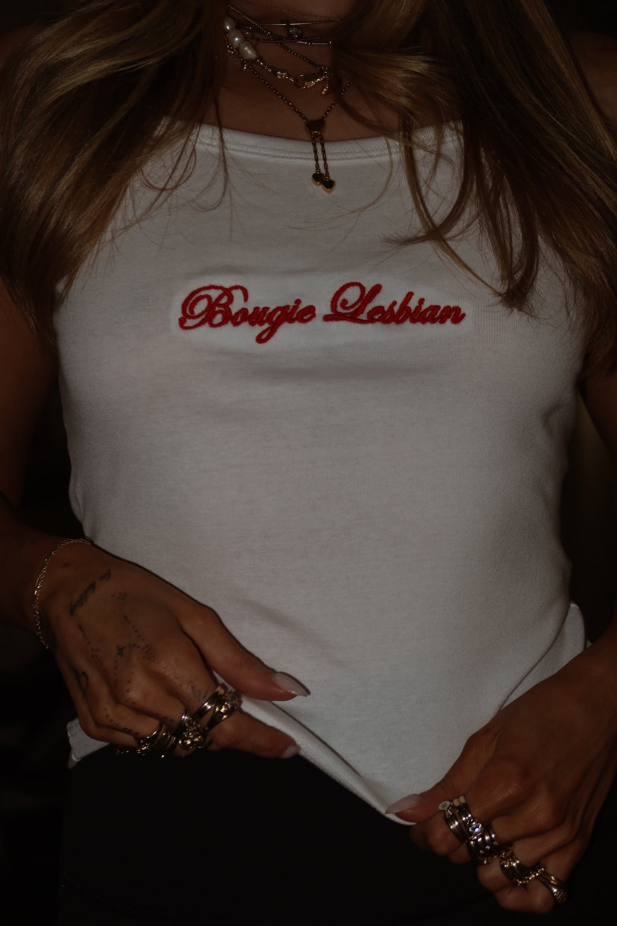 Bougie Lesbian White Spaghetti Strap Tank