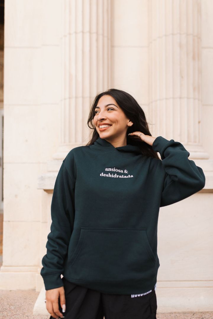 ansiosa - deshidratada - hoodie - green - sweater - unisex