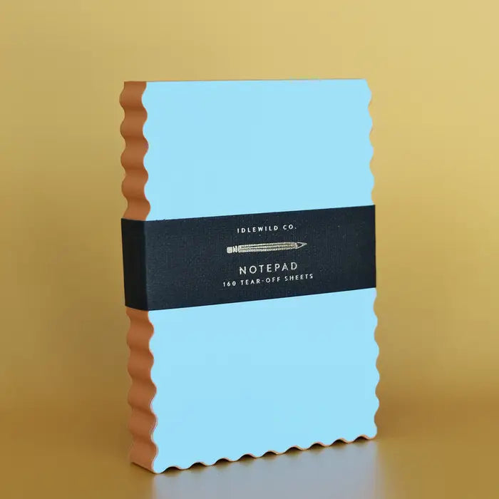 Mini Wave Shaped Notepad | Sky + Tangerine Edge