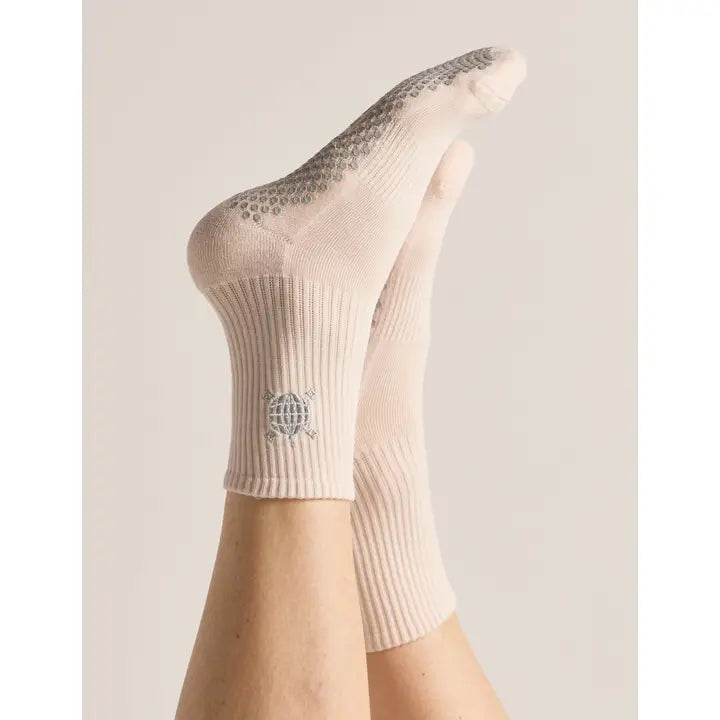 The Embroidered Crew Grip Sock  Disco