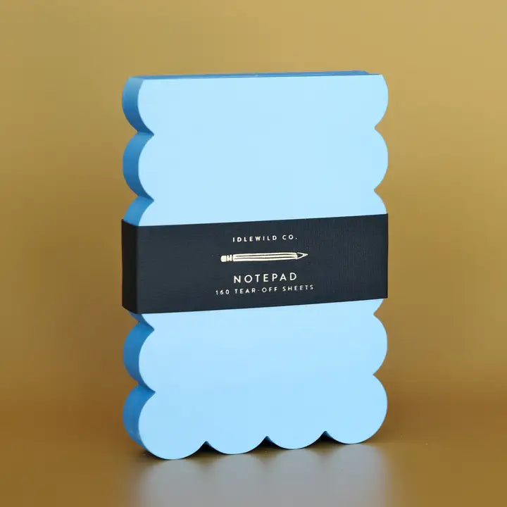 Scalloped Shaped Notepad | Aqua + Blue Edge