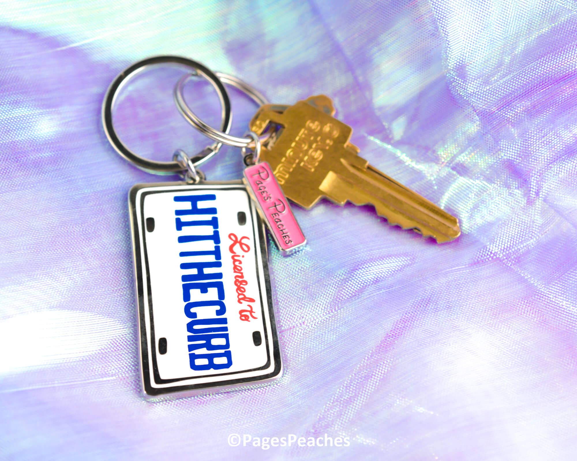 Hit The Curb Silver Enamel Keychain
