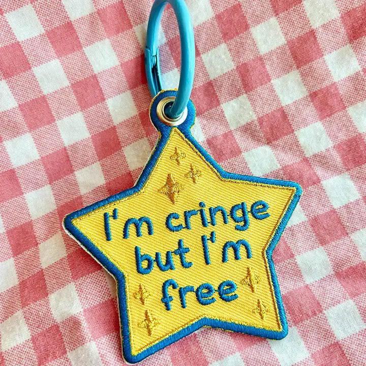 I'm Cringe But I'm Free Star Embroidered Keychain