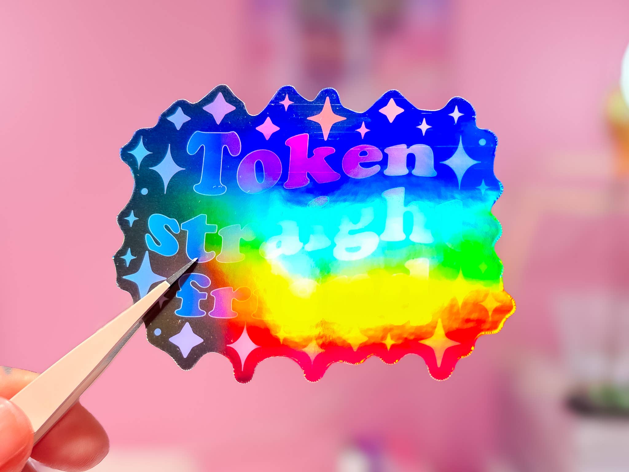 Token Straight Friend Holographic Sticker
