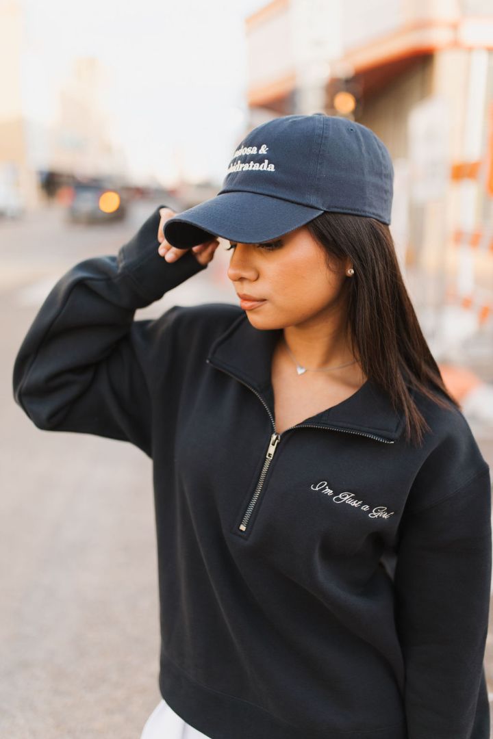 i'm just a girl - quarter zip - sweater