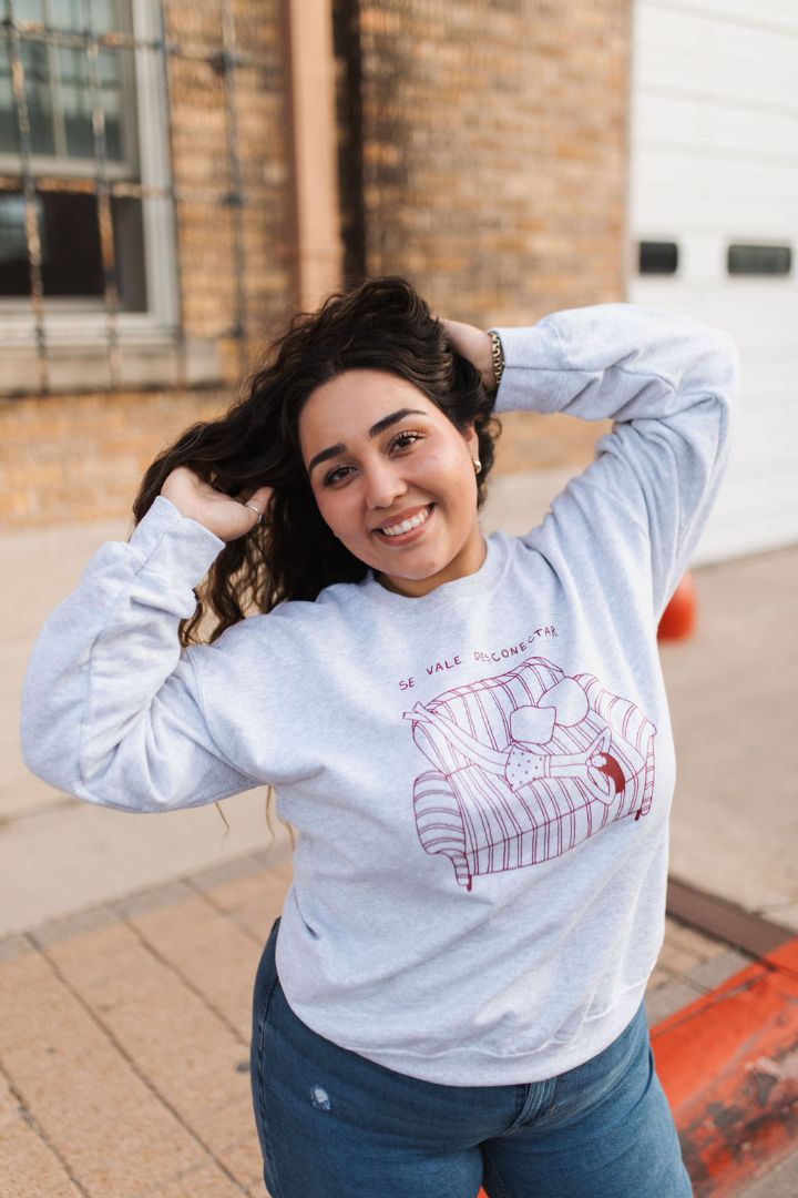 se vale desconectar - sweater - unisex - ash grey