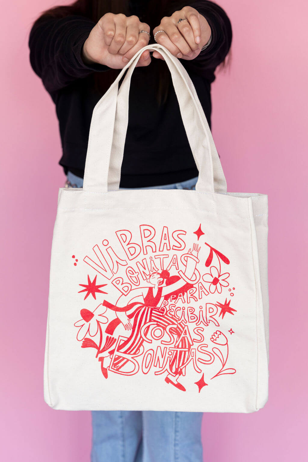 Vibras bonitas 100% cotton tote bag