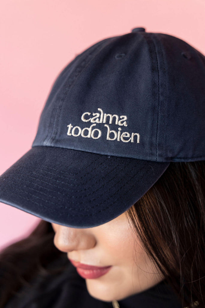 Navy blue embroidered dad hat