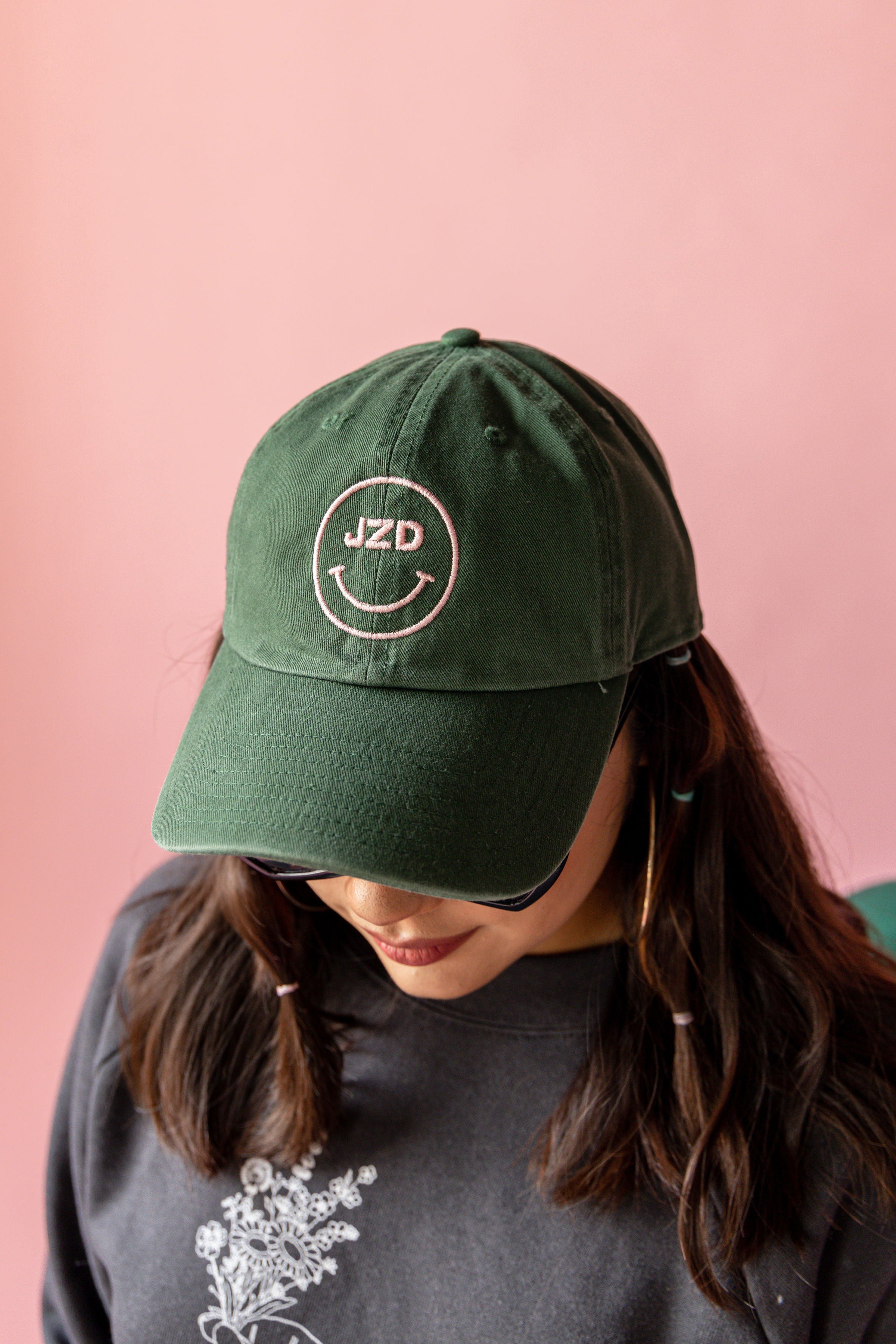 JZD Hunter Green Smiley Cap